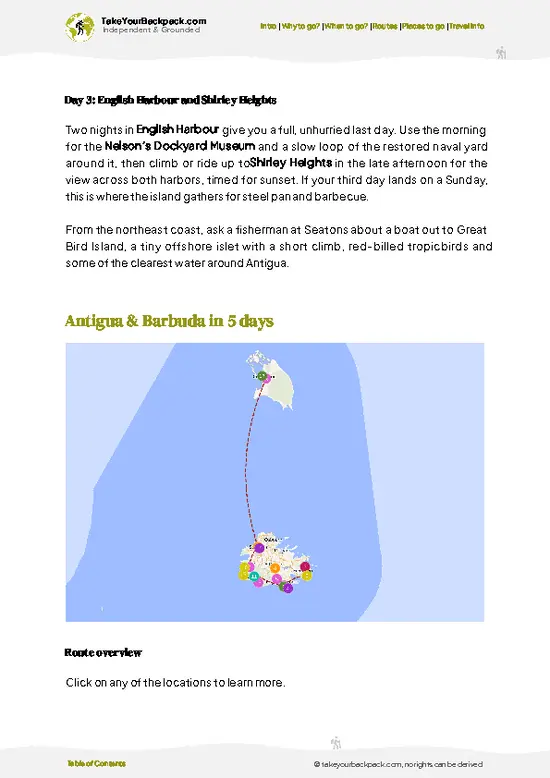 example page 4 from our offline Travel Guide for Antigua and Barbuda